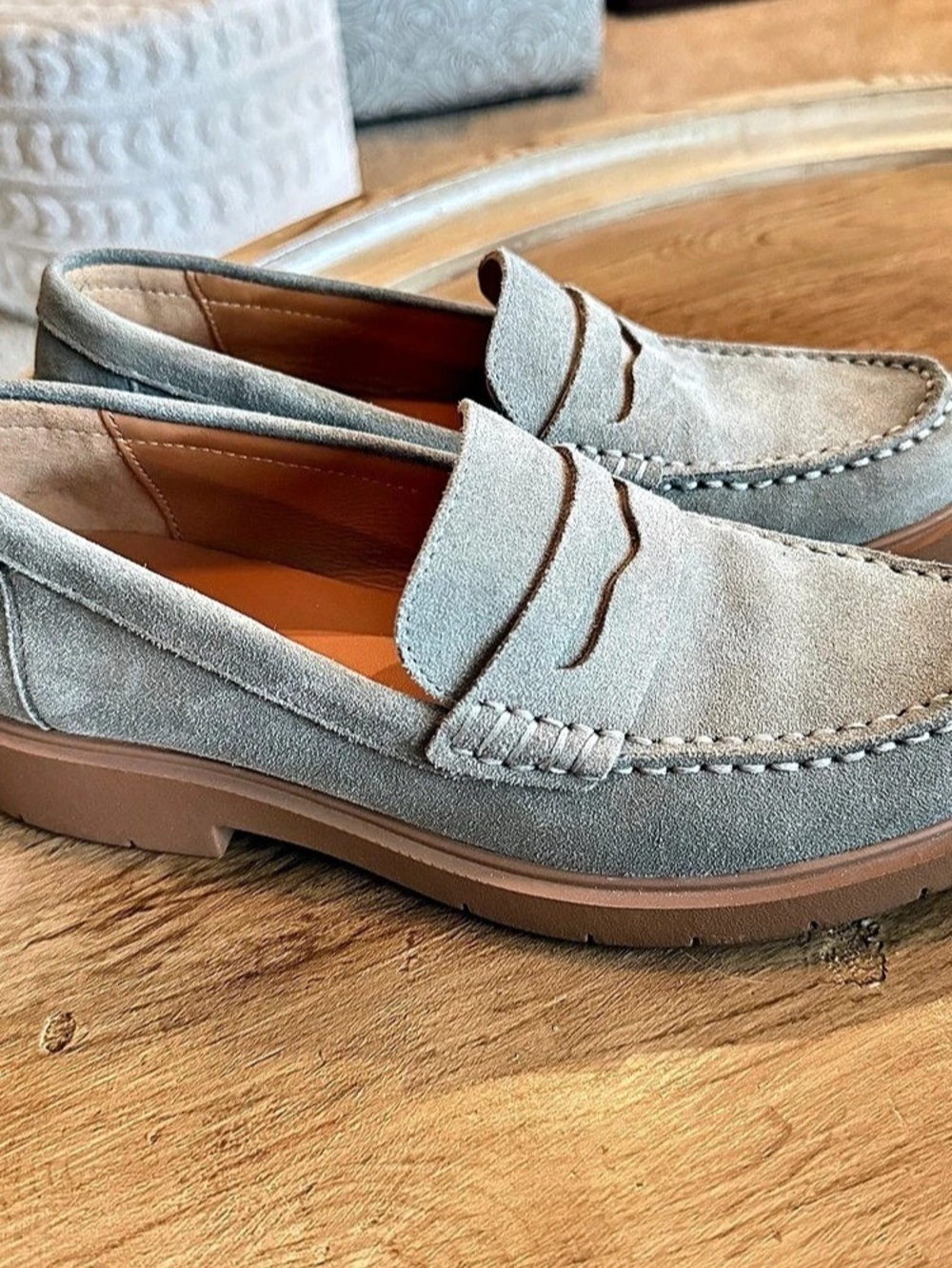 Geox Spherica EC7 Light Sage Suede Loafers Platform Comfort